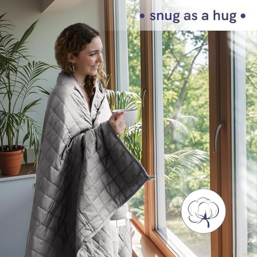 Light grey cotton weighted blanket 15 lbs — photo 3