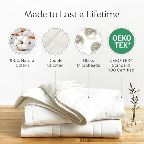 Pebble white cotton queen weighted blanket — photo 4