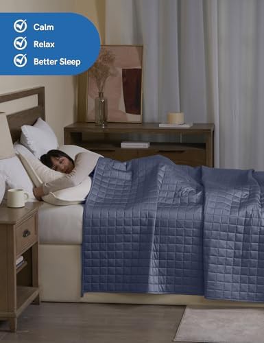 Blue grey cooling rayon weighted blanket 12 lbs — photo 3