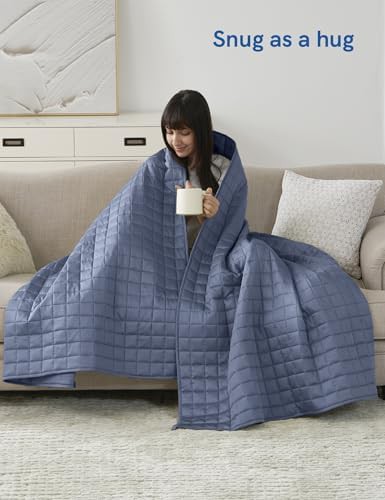 Blue grey cooling rayon weighted blanket 12 lbs — photo 4
