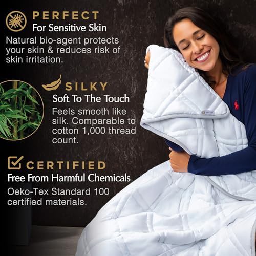 Twin size white bamboo weighted blanket 10 lbs — photo 4
