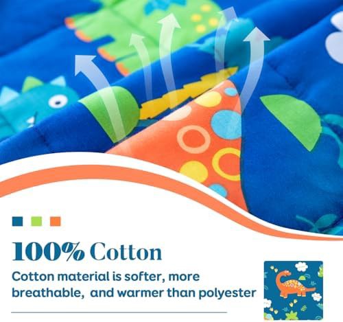 Blue dinosaur cotton blanket 5 lbs — photo 3