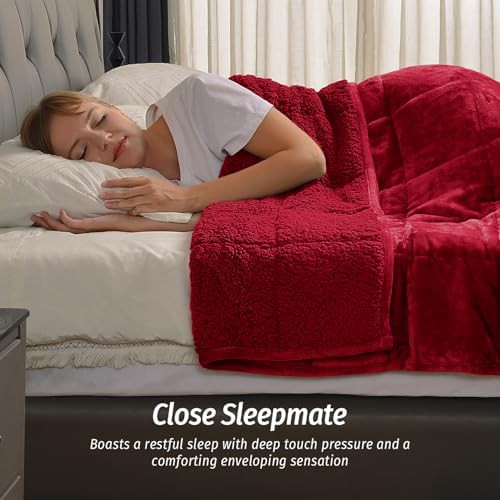 Burgundy sherpa queen weighted blanket 15 lb — photo 3