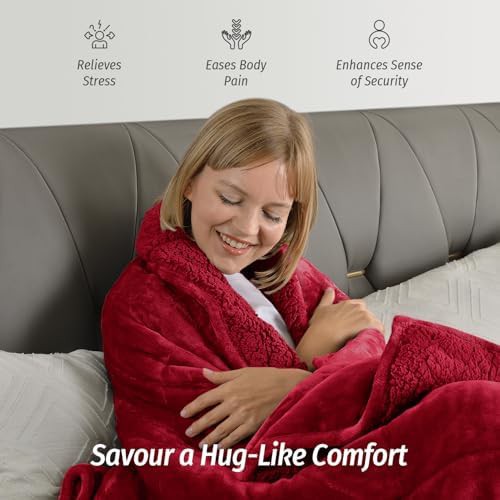 Burgundy sherpa queen weighted blanket 15 lb — photo 4