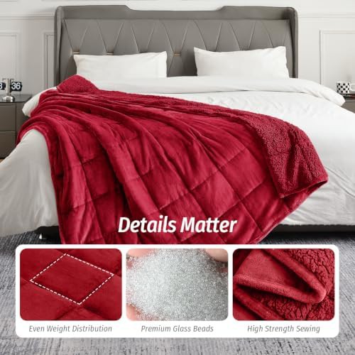 Burgundy sherpa queen weighted blanket 15 lb — photo 5