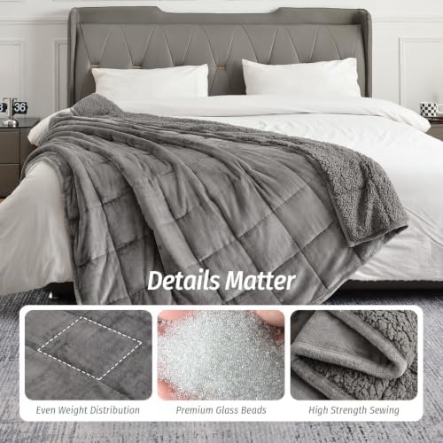 Grey sherpa twin weighted blanket 15 lbs — photo 5