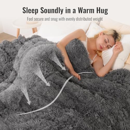 Shaggy sherpa queen weighted blanket for adults — photo 3