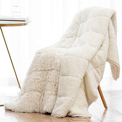 White plush twin weighted blanket 15 lbs