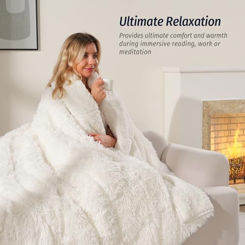 White plush twin weighted blanket 15 lbs — photo 3