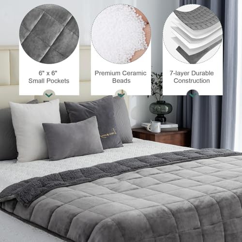 Grey sherpa queen weighted blanket 20 lbs — photo 5