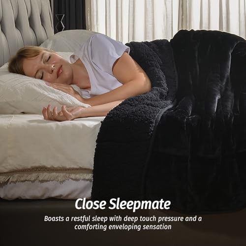Black fleece queen weighted blanket 15 lbs — photo 3