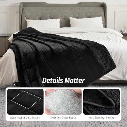 Black fleece queen weighted blanket 15 lbs — photo 5