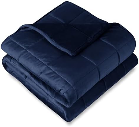Dark blue minky fleece weighted blanket 10 lbs