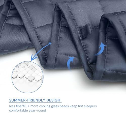 Blue grey cooling bamboo weighted blanket 20 lbs — photo 5