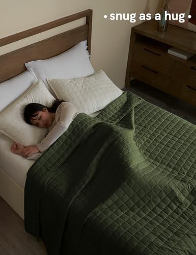 Army green cotton weighted blanket 15 lbs — photo 3
