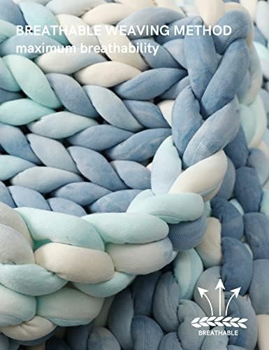 Light blue tie-dyed knitted throw 10 lbs — photo 4