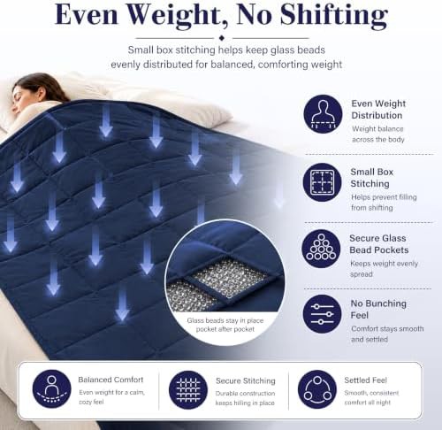 Twin size navy blue microfiber weighted blanket — photo 5