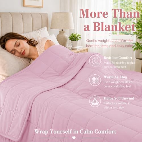 Twin size pink microfiber weighted blanket — photo 3