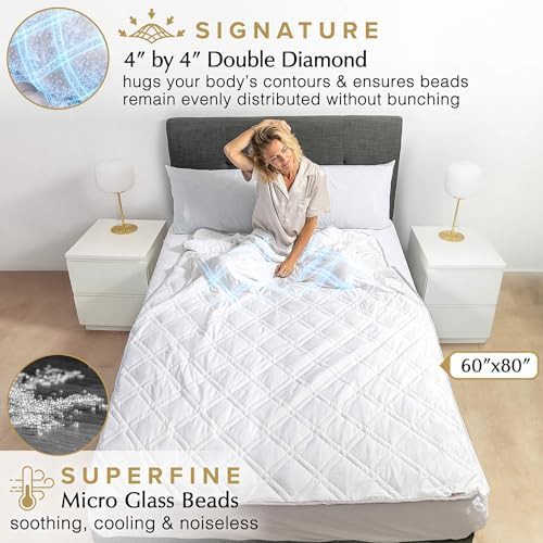 Queen size white bamboo weighted blanket 15 lbs — photo 3