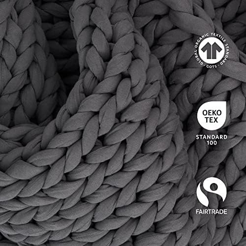Asteroid grey cotton knitted blanket 15 lbs — photo 4