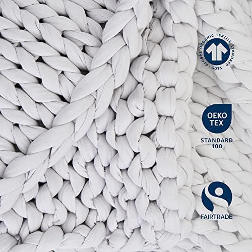 Moonstone grey cotton knitted blanket 10 lbs — photo 4