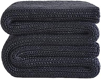 Dark grey knitted chunky heavy blanket
