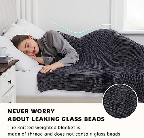 Dark grey knitted chunky heavy blanket — photo 5
