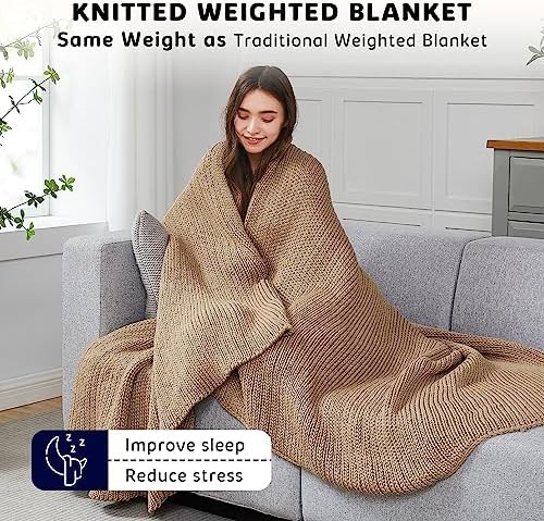 Beige knitted chunky crochet throw blanket — photo 3