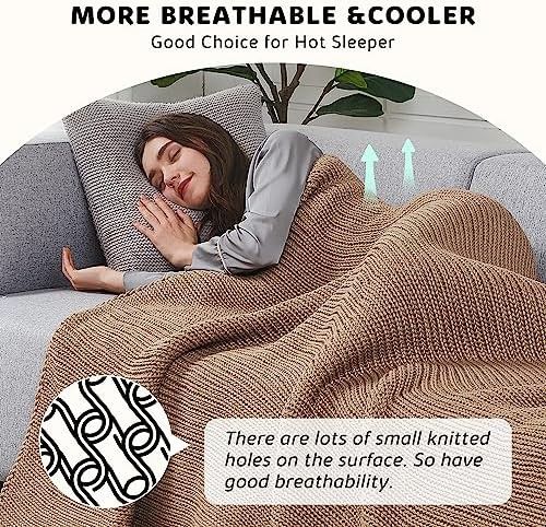 Beige knitted chunky crochet throw blanket — photo 4