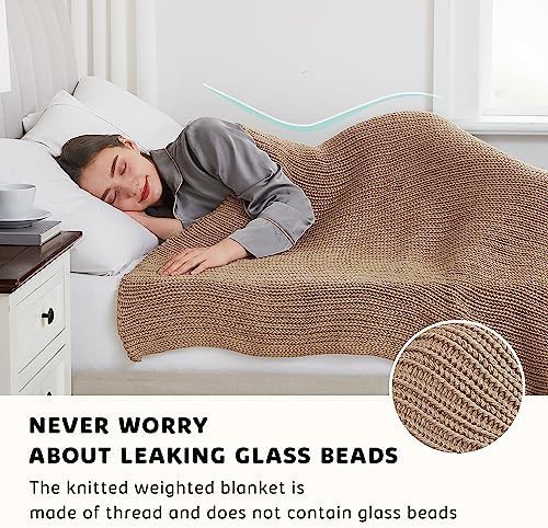 Beige knitted chunky crochet throw blanket — photo 5