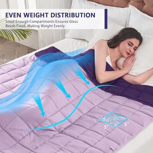 Purple queen size weighted blanket 20 lbs — photo 3