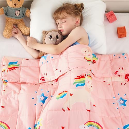 Pink unicorn cooling weighted lap blanket