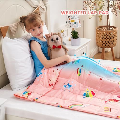 Pink unicorn cooling weighted lap blanket — photo 5