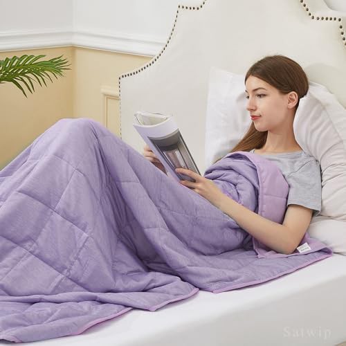 Purple cooling queen weighted blanket with glass beads — photo 4