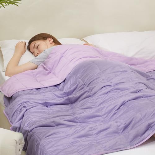 Purple cooling queen weighted blanket with glass beads — photo 5