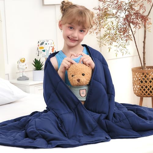 Navy microfiber kids 10lb weighted blanket