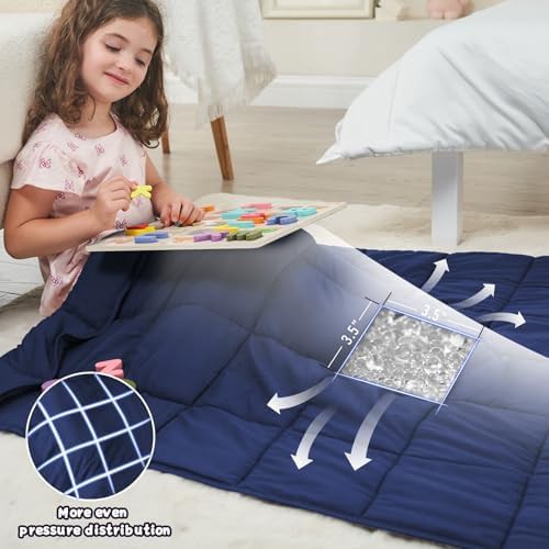 Navy microfiber kids 10lb weighted blanket — photo 3