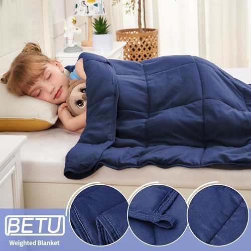 Navy microfiber kids 10lb weighted blanket — photo 5