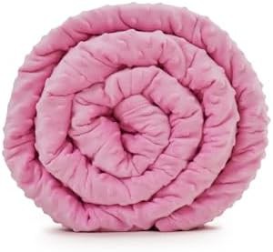 Pink minky weighted throw blanket 10 lbs