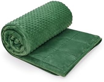 Dark green minky weighted throw blanket 7 lbs — photo 3