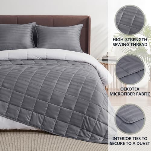 Stripe grey kids cooling cotton blanket — photo 3