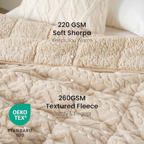 Heavy beige sherpa blanket 20 lbs — photo 3