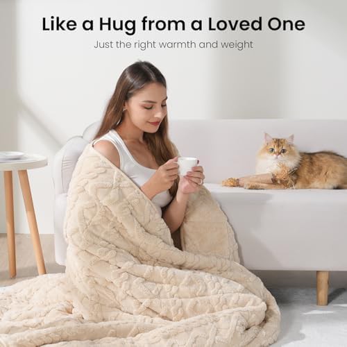 Heavy beige sherpa blanket 20 lbs — photo 4