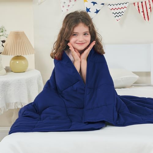 Blue throw weighted blanket 7 lbs