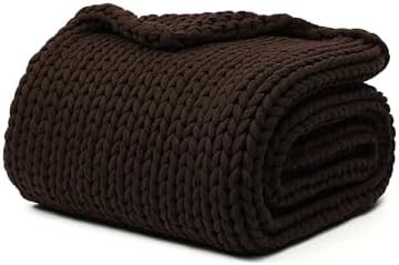 Chocolate brown knitted cotton throw 15 lbs