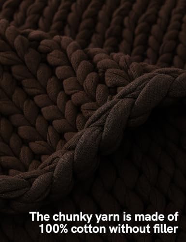 Chocolate brown knitted cotton throw 15 lbs — photo 4