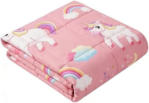 Pink unicorn kids glass bead blanket — photo 5