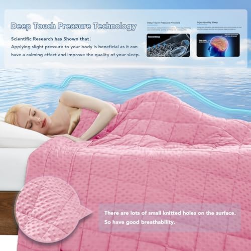 Pink 20 lbs minky dots weighted throw blanket — photo 3