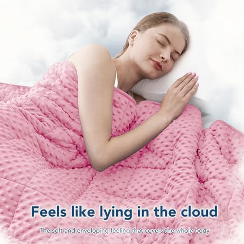 Pink 20 lbs minky dots weighted throw blanket — photo 4