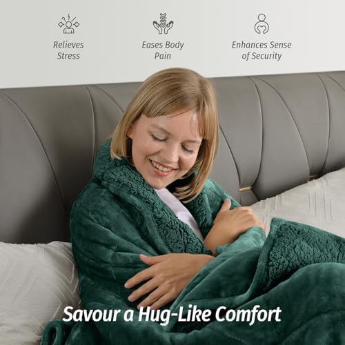 Green sherpa queen weighted blanket 15 lbs — photo 4